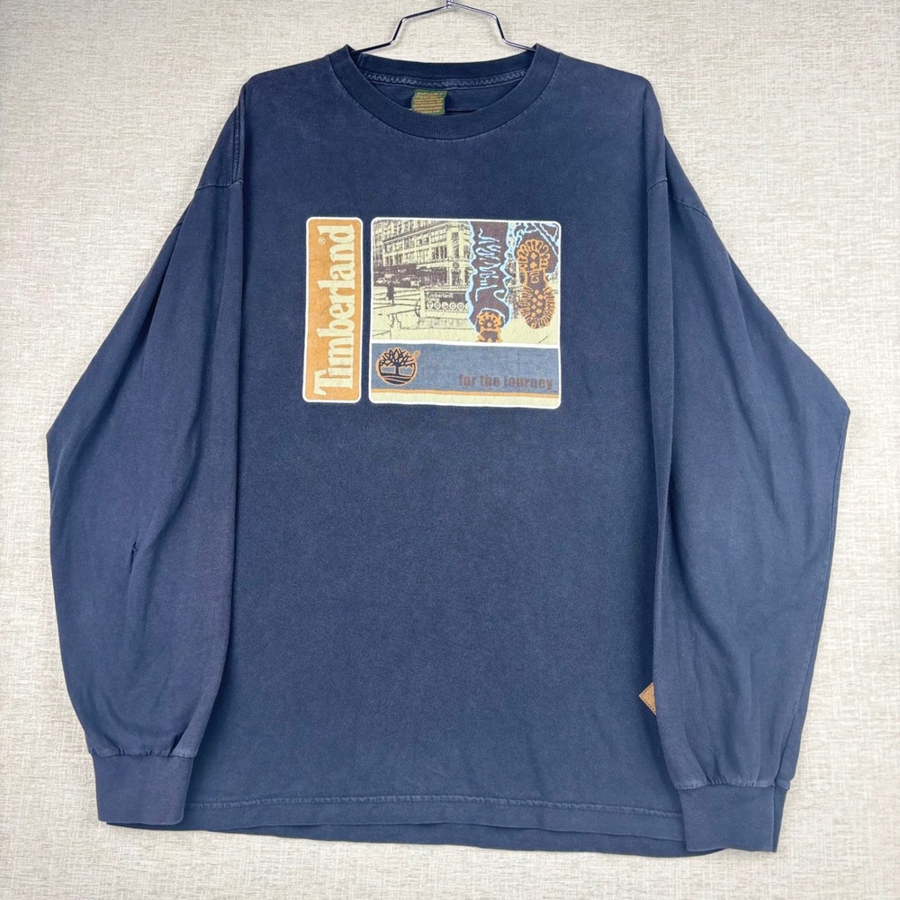 Vintage 2001 Timberland Limited Edition Graphic Long Sleeve T-Shirt Navy XL